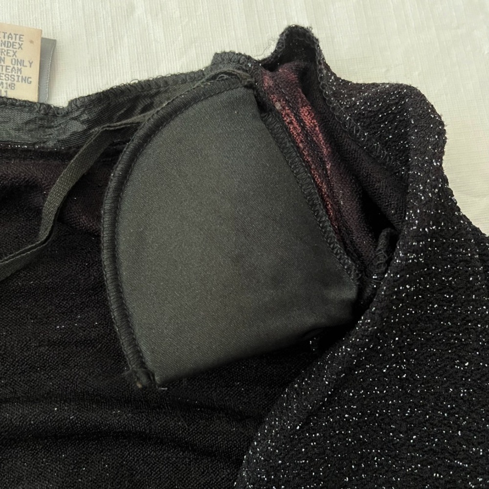 Vintage 80s Rabbit Rabbit Rabbit Black Metallic Sparkle‎ Long Line Cardigan - Picture 6 of 6